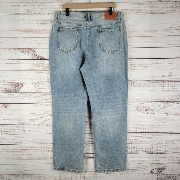 Princess Polly Women' Size 12 Holly Asymmetrical Straight Leg Button Fly Jeans - Picture 10 of 13